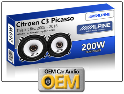 Citroen C3 Picasso Rear Door speakers Alpine 13cm 5.25'' car speaker kit 200W