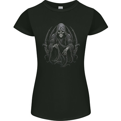 Wasted Life Grim Reaper Biker Gotico Teschio Donna Minuta Taglio T