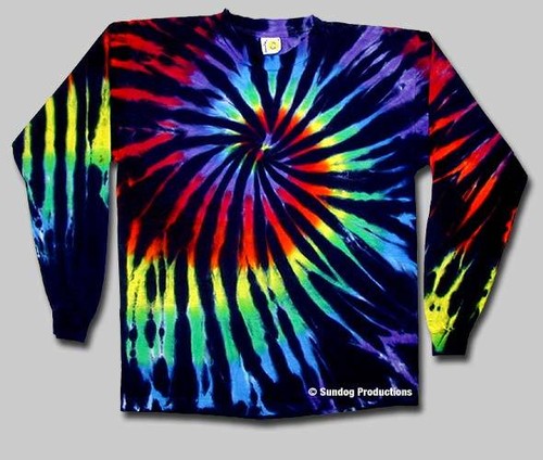XL Black Rainbow Long Sleeve Tie Dye Shirt