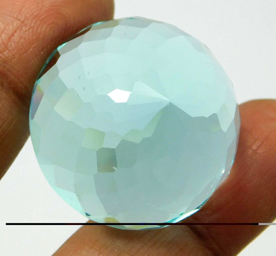 57.80 Ct Large Ocean Green Aquamarine Round Cut Loose Gemstone Gift for Birthday - Image 4 of 4