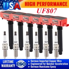 UF807 6 Ignition Coil + 6 Spark Plug for 3.6L 2016-2021 Chrysler Dodge Jeep Ram