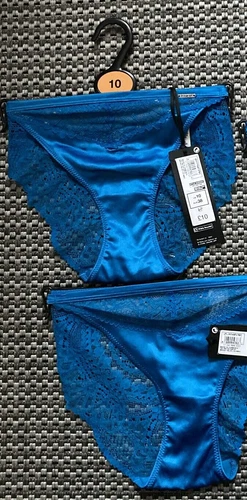 2  pairs Marks & Spencer Autograph Tanga Brazilian Knickers  Lace Satin Size 10