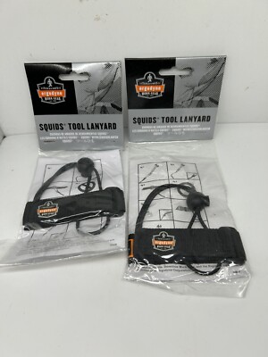 Lot 2 Ergodyne Squids 3115 Pull-On S/M Wrist Tool Lanyard New Black Tethering