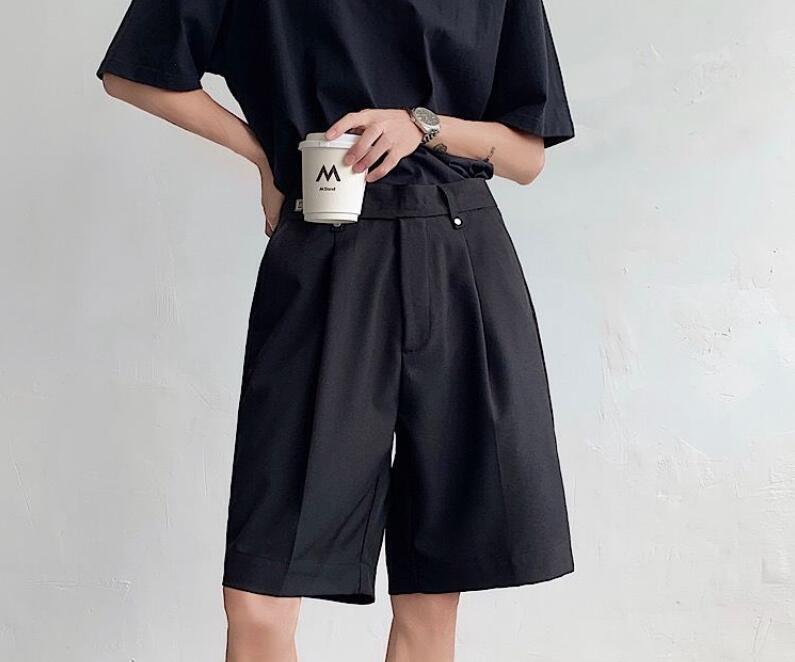 Mens Fashion Summer Punk Gothic Metal Button Business Pants Casual