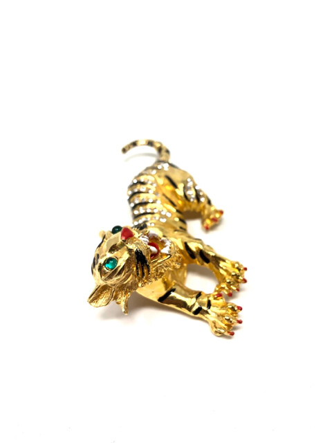 金色メタル ブローチ 二重リング RG-02 , KAZEKIRI FEATHER RING (18K GOLD ACCENT) / K18メタル
