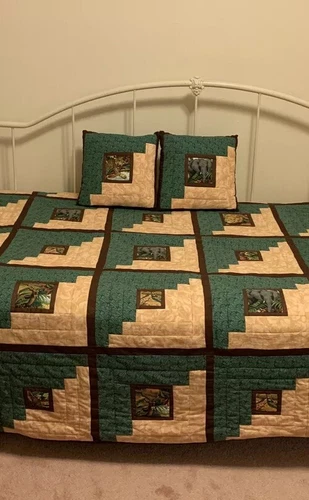 Vintage Handmade Quilt African Animal Theme 80” X 93” W/Matching Throw Pillows