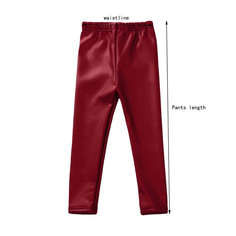 Niños Niños Bebés Niñas Cuero PU Leggings Pantalones Invierno Cálidos Pantalones Térmicos Foto 2 de 4
