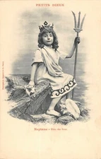 Old postcard fantasy little gods neptune