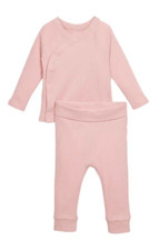 Baby  Erstlingsset Erstlingsoutfit Wickelhemdchen & Hose rosa 62/68 NEU