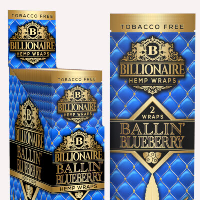 Billionaire Wraps - Ballin' Blueberry Rolling Paper - (Box of 25 Pouches)