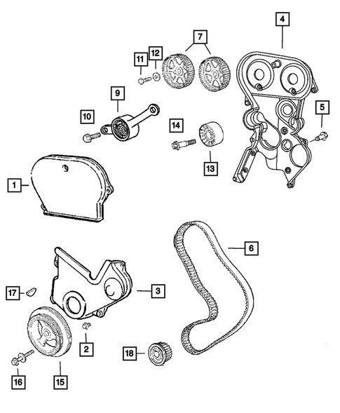 Cubierta de distribución superior exterior del motor (SDN)(2,4 L DOHC) 2003-2006 Dodge Stratus Foto 2 de 4