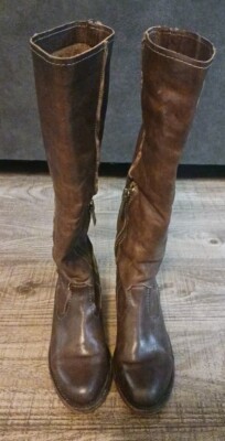 Women's Frye Leslie Artisan Tall Dark Brown Ankle Zip Leather