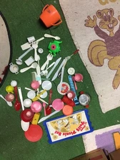 Vintage toy Lot dinner set pieces child play food cooking Junk Drawer Full