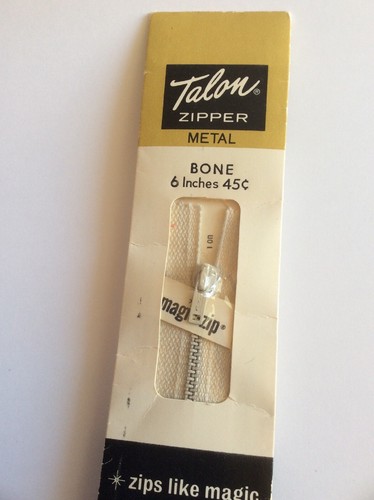 Vtg Nip Talon Metal Zipper + Easy Instructions Bone Magic Zip 6" - Picture 2 of 7