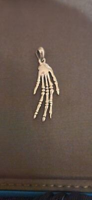 Skeleton Hand Pendant .925 sterling silver skull pendant spooky scary jewelry 