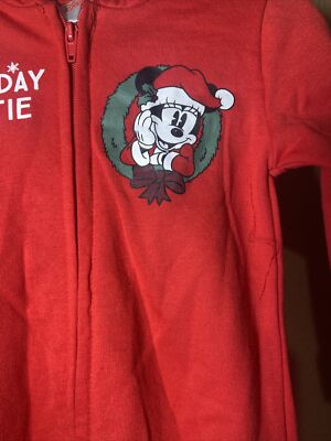 Disney Toddler Girls Christmas Holiday Minnie Mouse Merry Bright Footed PJs 24M