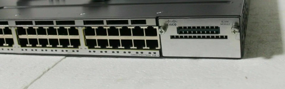 Cisco WS-C3750X-48PF-S 48-Port Gigabit IP Base Switch w/2x C3KX-PWR-1100WAC DUAL - Image 2 of 3