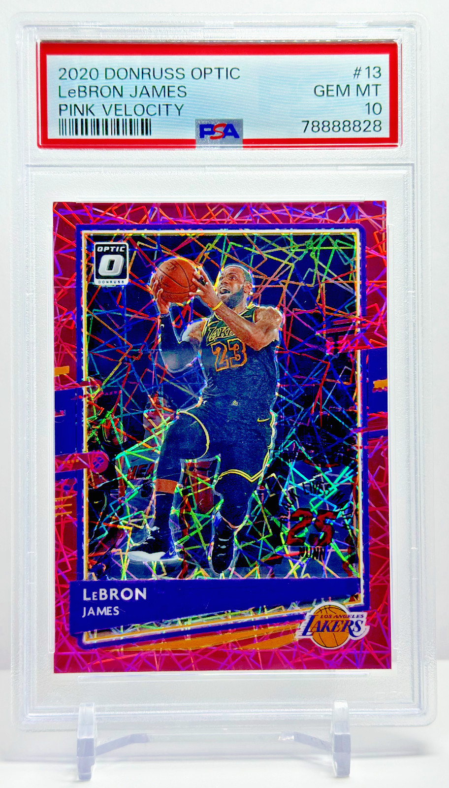 2020 Panini Optic Pink Velocity #'d /79 Lebron James LA Lakers No. 13 PSA 10