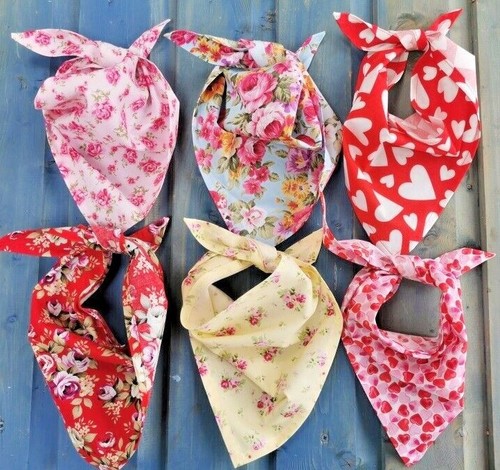 Handmade Tie On Dog Bandana Collar Neckerchief Scarf Gift Present - Picture 4 of 66