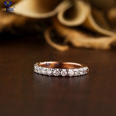 TCW Round Cut Pave Setting Labgrown Diamond Ring 18K Rose