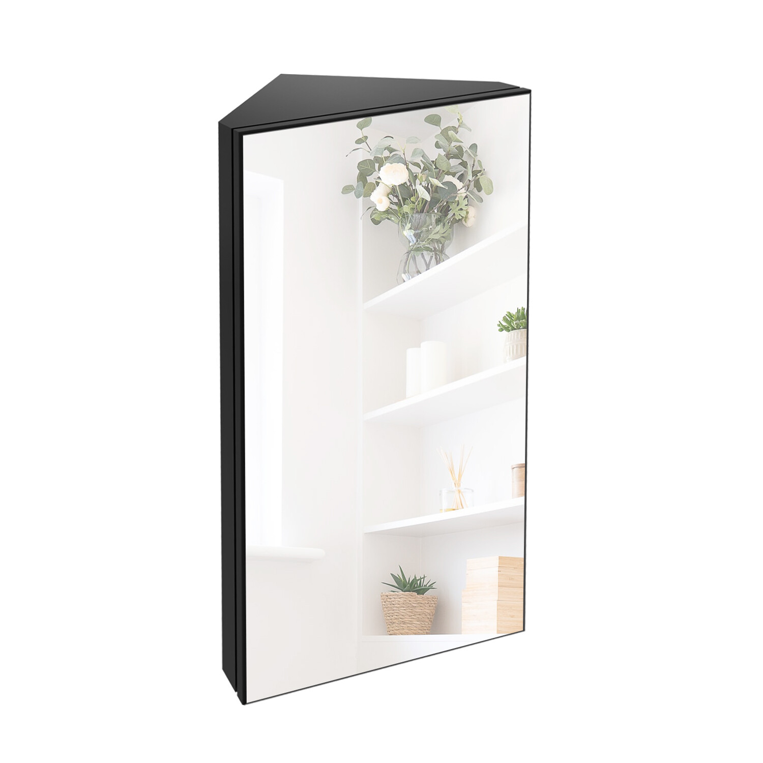 Bathroom Corner Medicine w/Mirror Hanging Triple Shelf Storage
