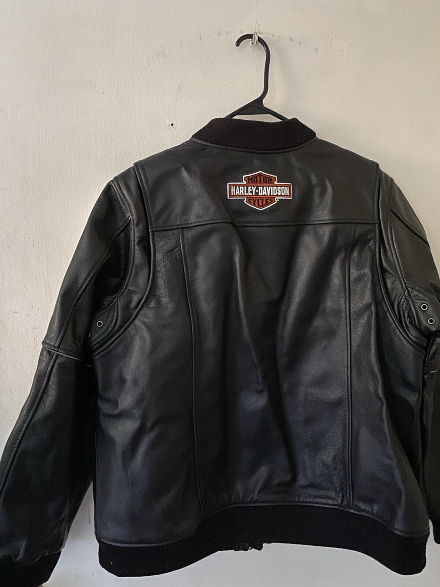 ジャケット・アウター Harley Davidson PIPER BOMBER LEATHER Womens Harley Davidson Piper Bomber Leather Jacket Black White 2XL