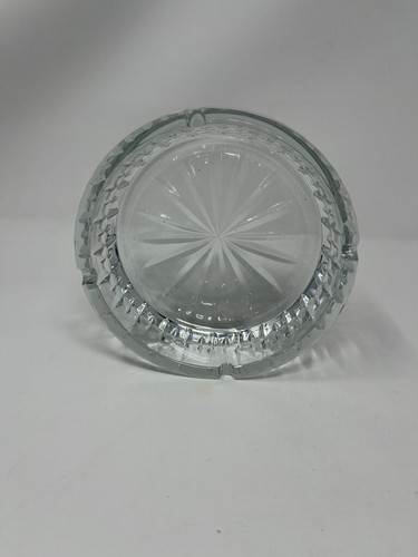 Heavy Cut Art Glass or Crystal Ashtray Dish Star Sun Burst Rays - Picture 5 of 8