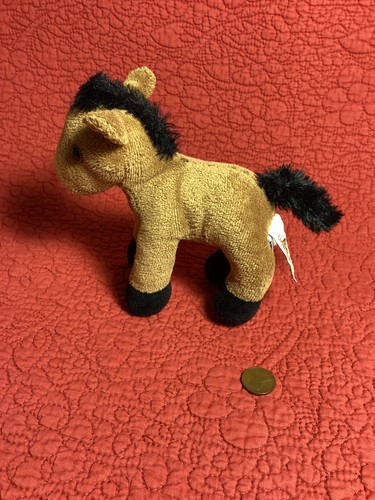 Pequeño 5" Unipak Bay marrón negro caballo pony peluche - Imagen 3 de 5