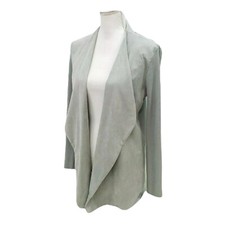 GNW Cardigan Sweater Womens Large Open Face Oversized Lapel Gray Office Basic