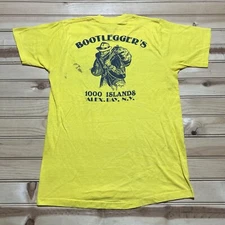 Vintage Bootleggers Moonshine Bar Cafe Hobo Tommy Gun Shirt New York Size Mediu