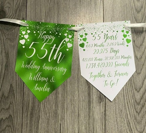 Personalised Decoration Wedding Anniversary Party Banner Bunting Coral 35th - Picture 6 of 12