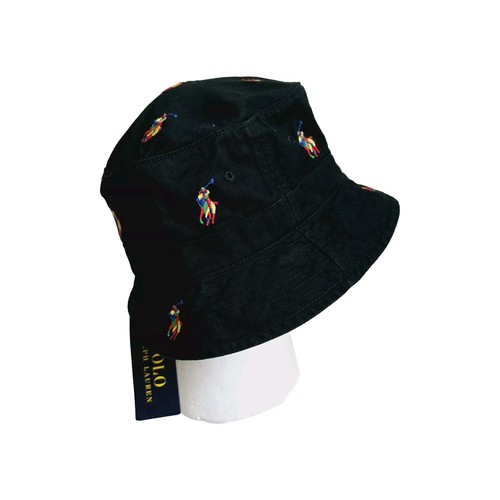 Neu Polo Ralph Lauren Herren S/M schwarz Twill Fischerhut Allover Pony Neu mit Etikett - Bild 6 von 11