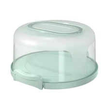 Cake Carrier With Handle, 5 Compartment Serving Dish, 10 Inch, Green