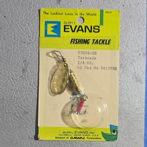 Vintage Glen L. Evans Tornado Spinner Bait - 1/4 oz - NIP Gold/Holographic