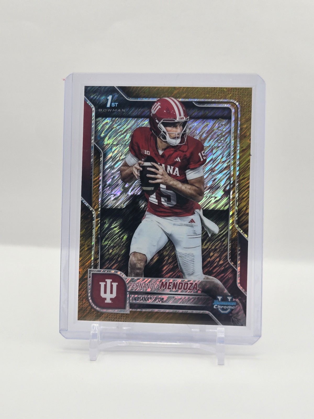 Fernando Mendoza 2025 Bowman Chrome U Gold Shimmer Refractor 45/50 #109, Indiana