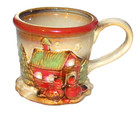 3D 3.1/2 inch Christmas Mug with Cardinals Tree and Cottage — photo 1