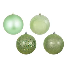 Vickerman 4" 4-Finish Ball Ornament Assortment in Celadon Green (Set of 12)
