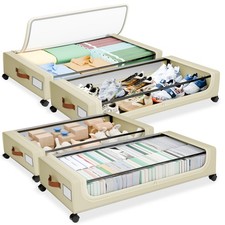 Under Bed Storage Containers Bins Metal Frame w/ Zipper 4 Pack Organizer XXXL