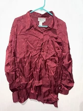Vintage Forenza Burgundy Satin Tunic Blouse | Size XL Moody Grunge