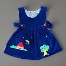 Vintage Toddler Girls Corduroy Embroidered Novelty Pinafore Dress 18 Month