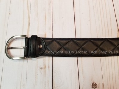Tailored Sportsman Quilted Leather Belt - Black/Silver