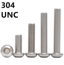 304 Stainless Steel Hex Socket Bolt Button Head Screws 2 4 6 8 10 1/4 5/16