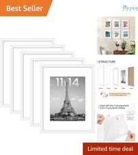 Set of 5 White Picture Frames 11x14 Wall Gallery Display with Mat for 8x10