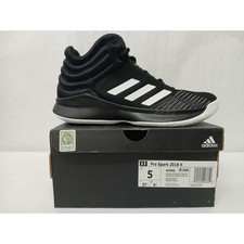Adidas Kids Pro Spark 2018 K Basketball Shoe Sneakers AH2644 Black White Size 5