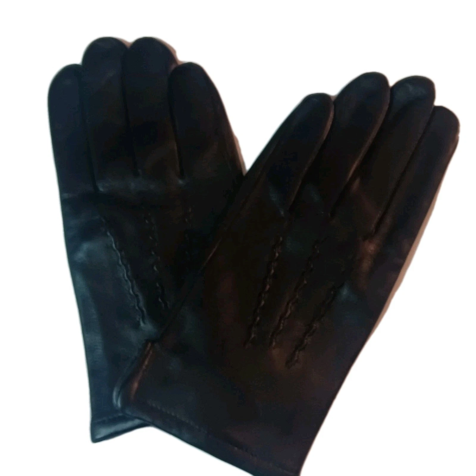 Men's Leather Side Vent, 3 Row Gloves, Black, Medium