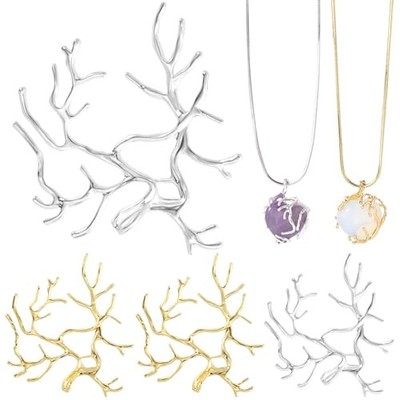 Branch Shape Blanks, Adjustable Claw Pendant Trays, 4pcs-Gold & Silver
