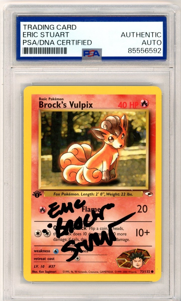 PSA Signed Eric Stuart Brock's Vulpix 073/132 Gym Heroes Regular