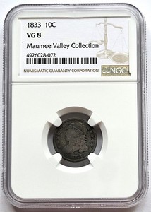 1833  10 Cents , NGC VG 8, nice silver coin         # 1040, #27-13