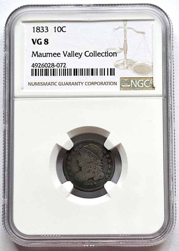 1833  10 Cents , NGC VG 8, nice silver coin         # 1040, #27-13