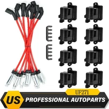 8 Pack UF271 Ignition Coil & Spark Plug Wire for Chevy GMC 4.8L 5.3L 6.0L 8.1L